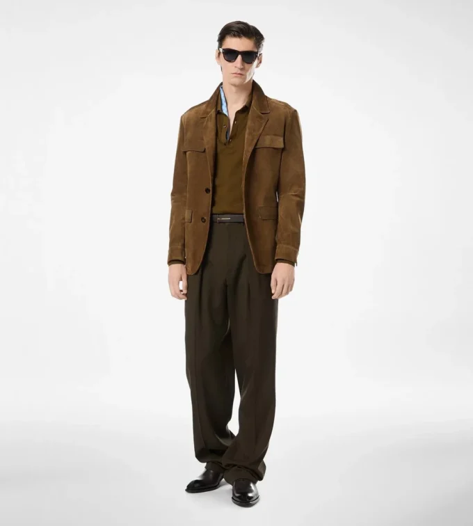 Pantalón de doble pliegue de lana, cachemira y seda Pantalón de doble pliegue de lana, cachemira y seda