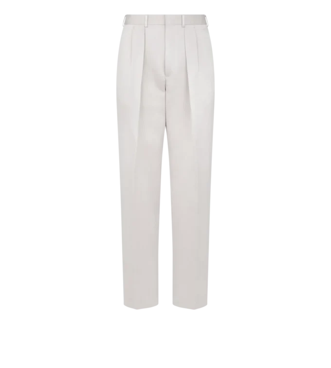 Pantalón de doble pliegue de satén peinado con textura Pantalón de doble pliegue de satén peinado con textura