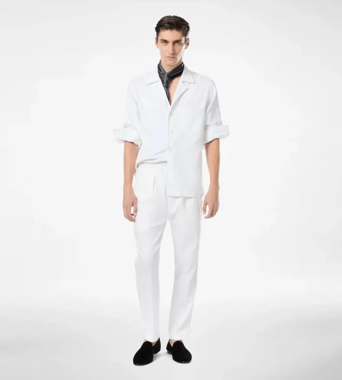 Pantalón de estar por casa plisado con rayas en espiga Pantalón de estar por casa plisado con rayas en espiga