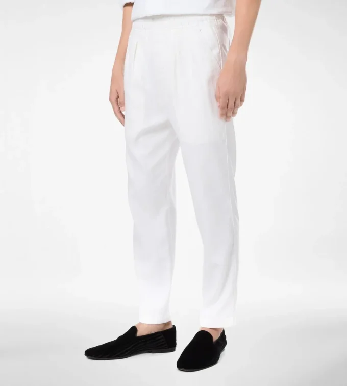 Pantalón de estar por casa plisado con rayas en espiga Pantalón de estar por casa plisado con rayas en espiga