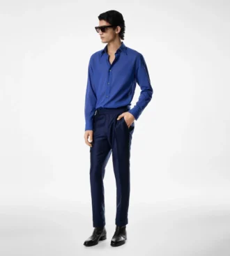 Pantalón Dyllan de sarga de seda y mohair
