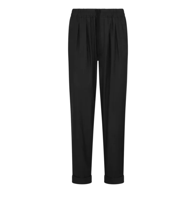 Pantalón ligero de sarga fluida de algodón y seda Pantalón ligero de sarga fluida de algodón y seda