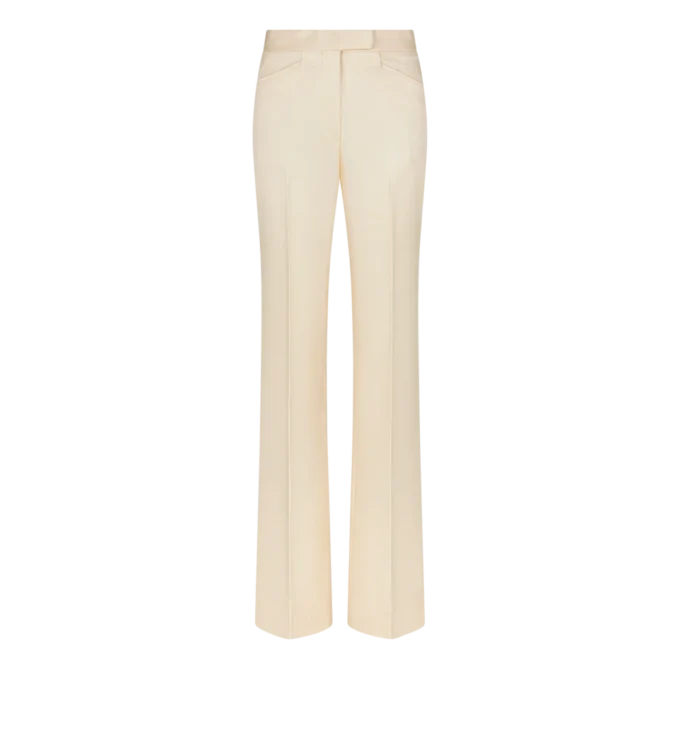 Pantalones anchos de esmoquin entallados de seda y lana Barathea brillante Pantalones anchos de esmoquin entallados de seda y lana Barathea brillante