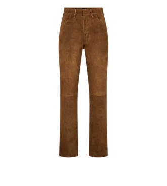 Pantalones de cinco bolsillos de gamuza de cordero de grano completo con logotipo Tf grabado