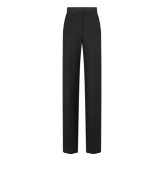 Pantalones de esmoquin de cintura alta de mezcla de lana y seda