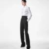 Pantalones de esmoquin de cintura alta de mezcla de lana y seda Pantalones de esmoquin de cintura alta de mezcla de lana y seda