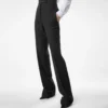 Pantalones de esmoquin de cintura alta de mezcla de lana y seda Pantalones de esmoquin de cintura alta de mezcla de lana y seda