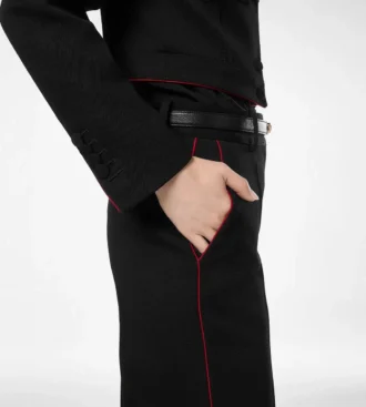 Pantalones de gabardina de lana con ribetes Pantalones de gabardina de lana con ribetes