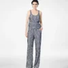 Pantalones de georgette de seda bordados con lentejuelas Pantalones de georgette de seda bordados con lentejuelas