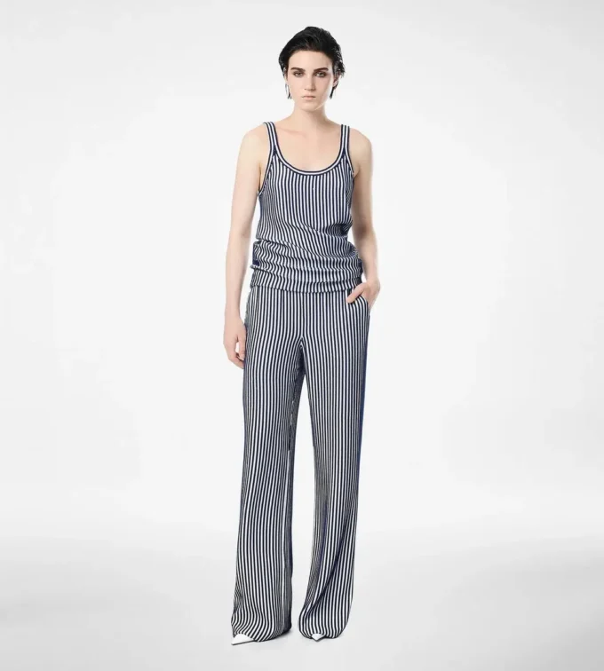 Pantalones de georgette de seda bordados con lentejuelas Pantalones de georgette de seda bordados con lentejuelas