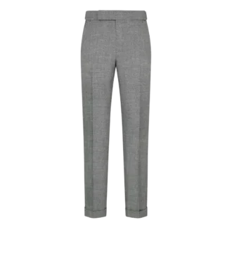 Pantalones de lana, seda y lino con tejido Sharkskin
