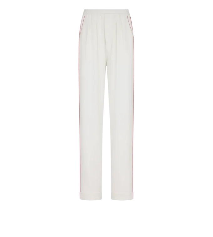 Pantalones de pijama de sarga de seda con ribetes Pantalones de pijama de sarga de seda con ribetes