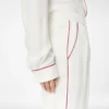Pantalones de pijama de sarga de seda con ribetes Pantalones de pijama de sarga de seda con ribetes