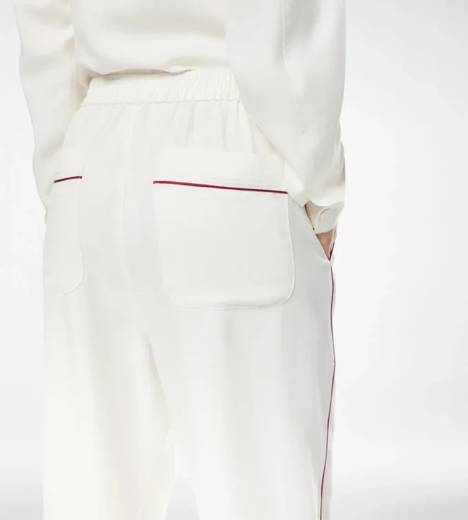 Pantalones de pijama de sarga de seda con ribetes Pantalones de pijama de sarga de seda con ribetes