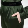 Pantalones de pijama de satén de seda elástico Pantalones de pijama de satén de seda elástico