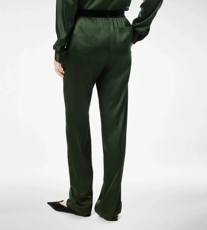 Pantalones de pijama de satén de seda elástico Pantalones de pijama de satén de seda elástico