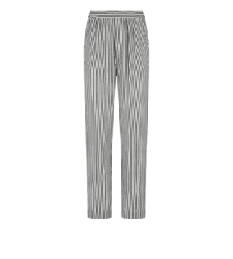 Pantalones de pijama de seda a rayas con ribetes