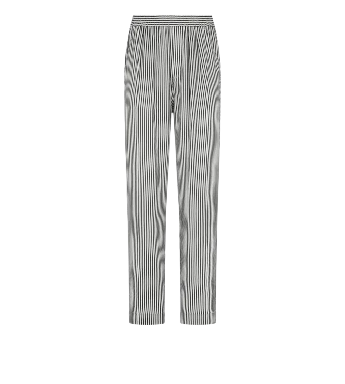 Pantalones de pijama de seda a rayas con ribetes Pantalones de pijama de seda a rayas con ribetes