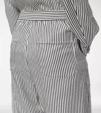 Pantalones de pijama de seda a rayas con ribetes