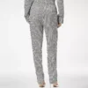 Pantalones de pijama de seda a rayas con ribetes Pantalones de pijama de seda a rayas con ribetes