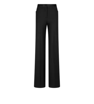 Pantalones de sastrería con corte acampanado de mezcla de seda y sarga