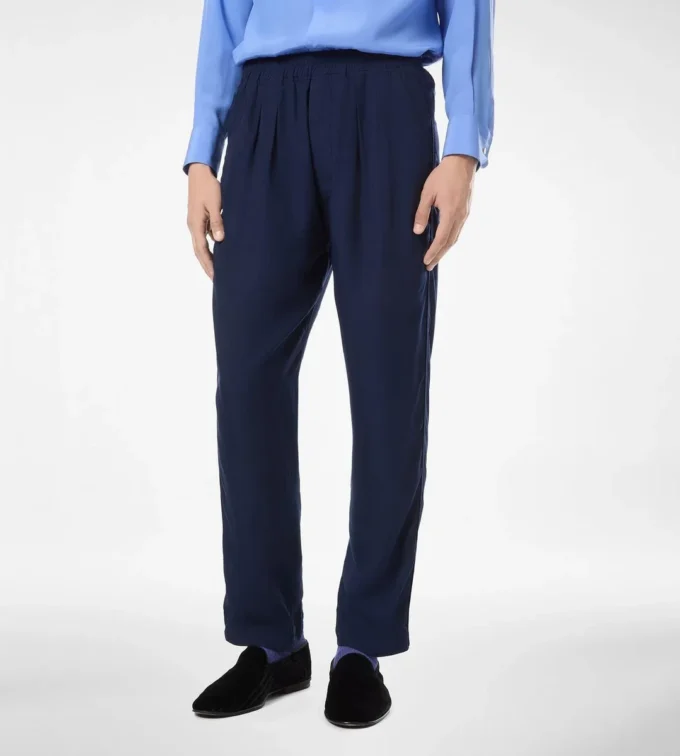 Pantalones ligeros de lyocell con pliegues para estar por casa Pantalones ligeros de lyocell con pliegues para estar por casa
