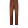 Pantalones moteros de piel de búfalo granulada Pantalones moteros de piel de búfalo granulada