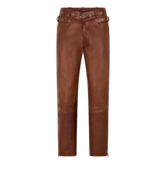 Pantalones moteros de piel de búfalo granulada