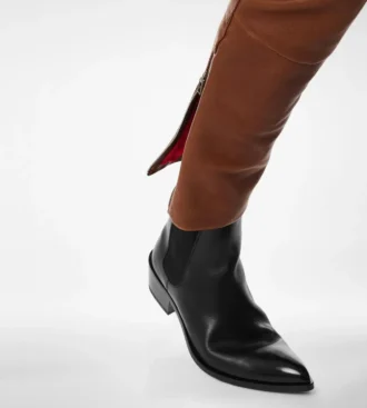 Pantalones moteros de piel de búfalo granulada