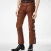 Pantalones moteros de piel de búfalo granulada Pantalones moteros de piel de búfalo granulada
