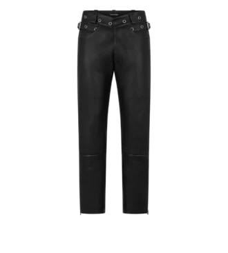 Pantalones moteros de piel granulada