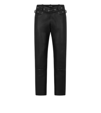Pantalones moteros de piel granulada