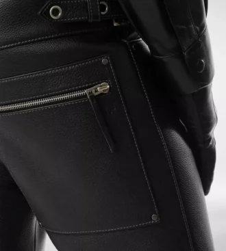 Pantalones moteros de piel granulada