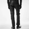 Pantalones moteros de piel granulada Pantalones moteros de piel granulada