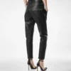 Pantalones moteros de piel granulada con textura Pantalones moteros de piel granulada con textura