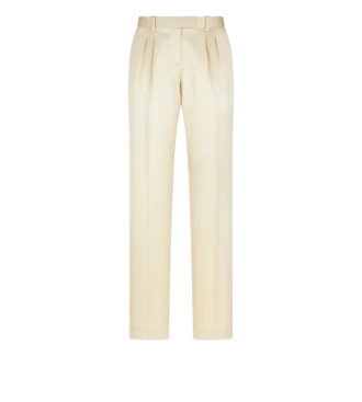 Pantalones plisados de sarga de seda y lana Pantalones plisados de sarga de seda y lana