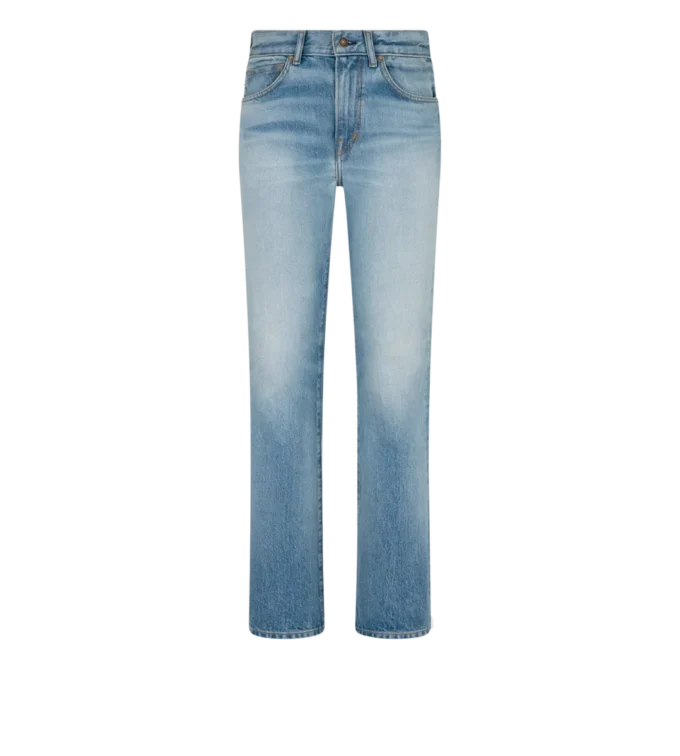 Pantalones rectos de denim lavado a la piedra