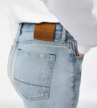 Pantalones rectos de denim lavado a la piedra