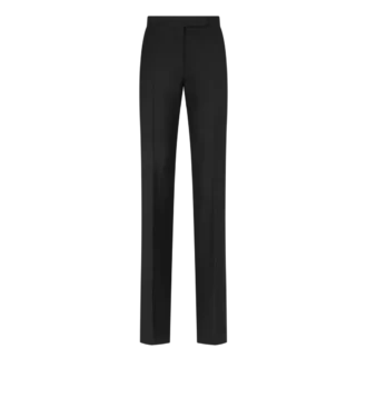 Pantalones rectos de esmoquin entallados de mezcla de lana y seda