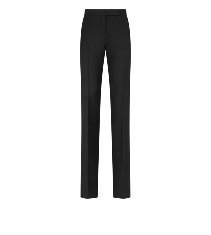 Pantalones rectos de esmoquin entallados de mezcla de lana y seda Pantalones rectos de esmoquin entallados de mezcla de lana y seda
