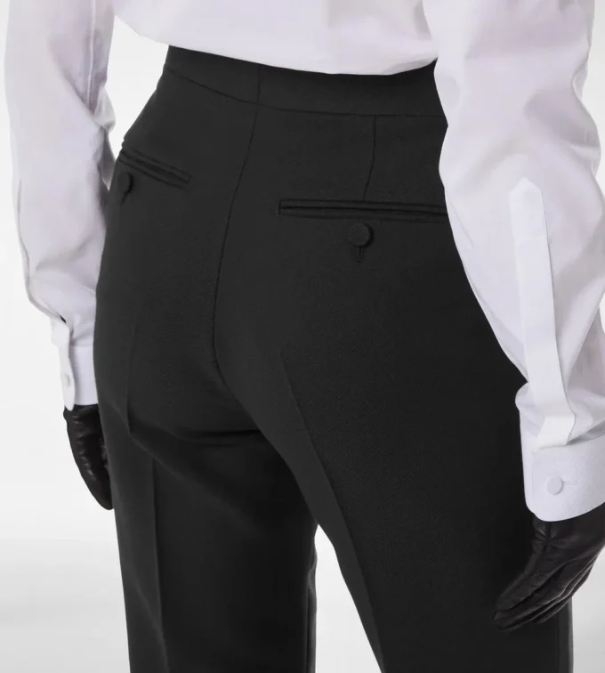 Pantalones rectos de esmoquin entallados de mezcla de lana y seda Pantalones rectos de esmoquin entallados de mezcla de lana y seda