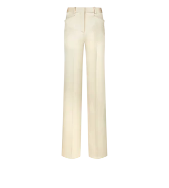 Pantalones rectos de sarga de seda y lana
