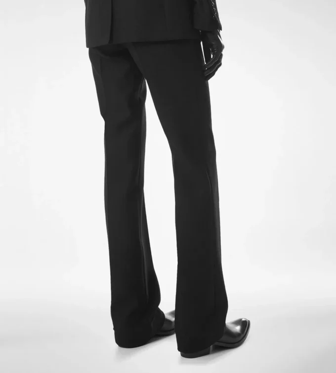 Pantalones rectos entallados con diseño en espiga Pantalones rectos entallados con diseño en espiga