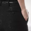 Pantalones rectos entallados de crepé de mezcla de lana con lentejuelas Pantalones rectos entallados de crepé de mezcla de lana con lentejuelas