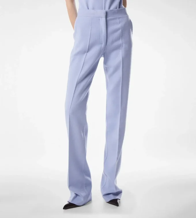 Pantalones rectos entallados de lana ligera de doble cara Pantalones rectos entallados de lana ligera de doble cara