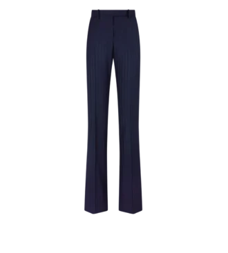 Pantalones rectos entallados de lana virgen con rayas tonales