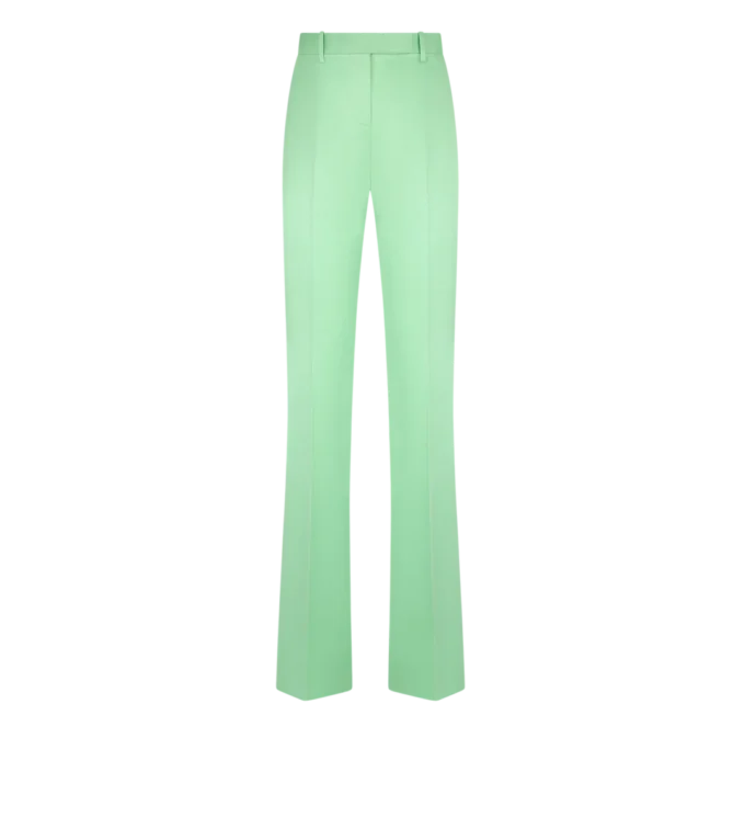 Pantalones rectos entallados de mezcla de algodón y seda lavada Pantalones rectos entallados de mezcla de algodón y seda lavada