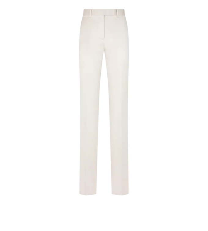 Pantalones rectos entallados de mezcla de algodón y seda lavada Pantalones rectos entallados de mezcla de algodón y seda lavada
