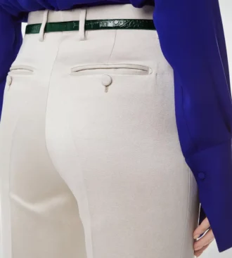 Pantalones rectos entallados de mezcla de algodón y seda lavada Pantalones rectos entallados de mezcla de algodón y seda lavada