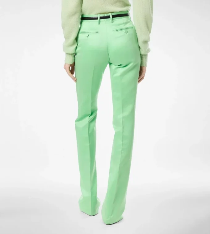 Pantalones rectos entallados de mezcla de algodón y seda lavada Pantalones rectos entallados de mezcla de algodón y seda lavada